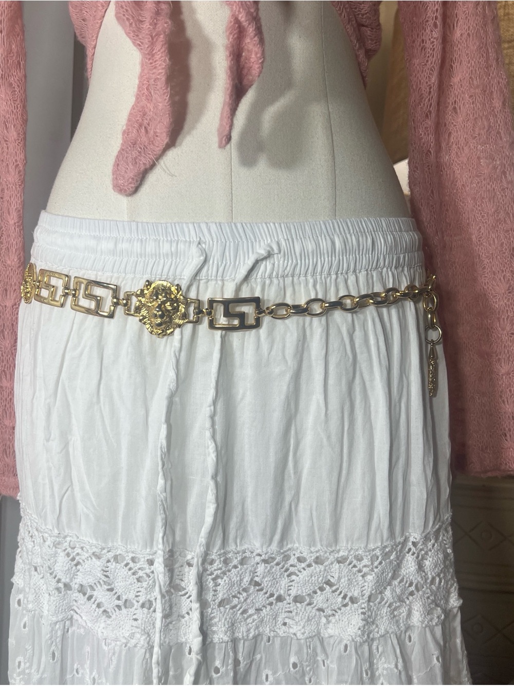 Express Gold Chain Link Medallion Waist Belt